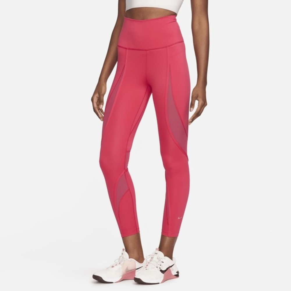 Nike One Coral Pink High Rise 7/8 Legging with Mesh Paneling NWT